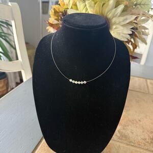 Sabika Silver & Opalescent Crystal Beads Necklace